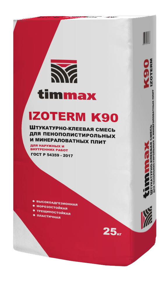 Штукатурно-клеевая смесь для пенополистирольных и минераловатных плит IZOTERM K90